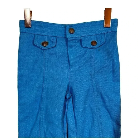 True Vintage 70s 2Pc:Luv It High Waist Bell Bottom Jeans+Health-tex Daisy Shorts - Picture 3 of 10